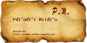 Pádár Milán névjegykártya